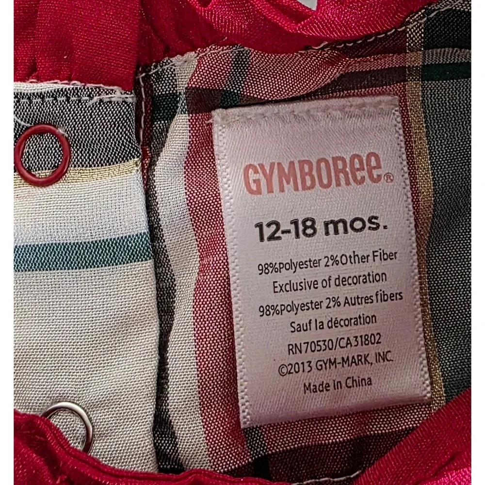Vintage Gymboree Baby Girls 12-18 mos Red Plaid Holiday Romper Bow Metallic